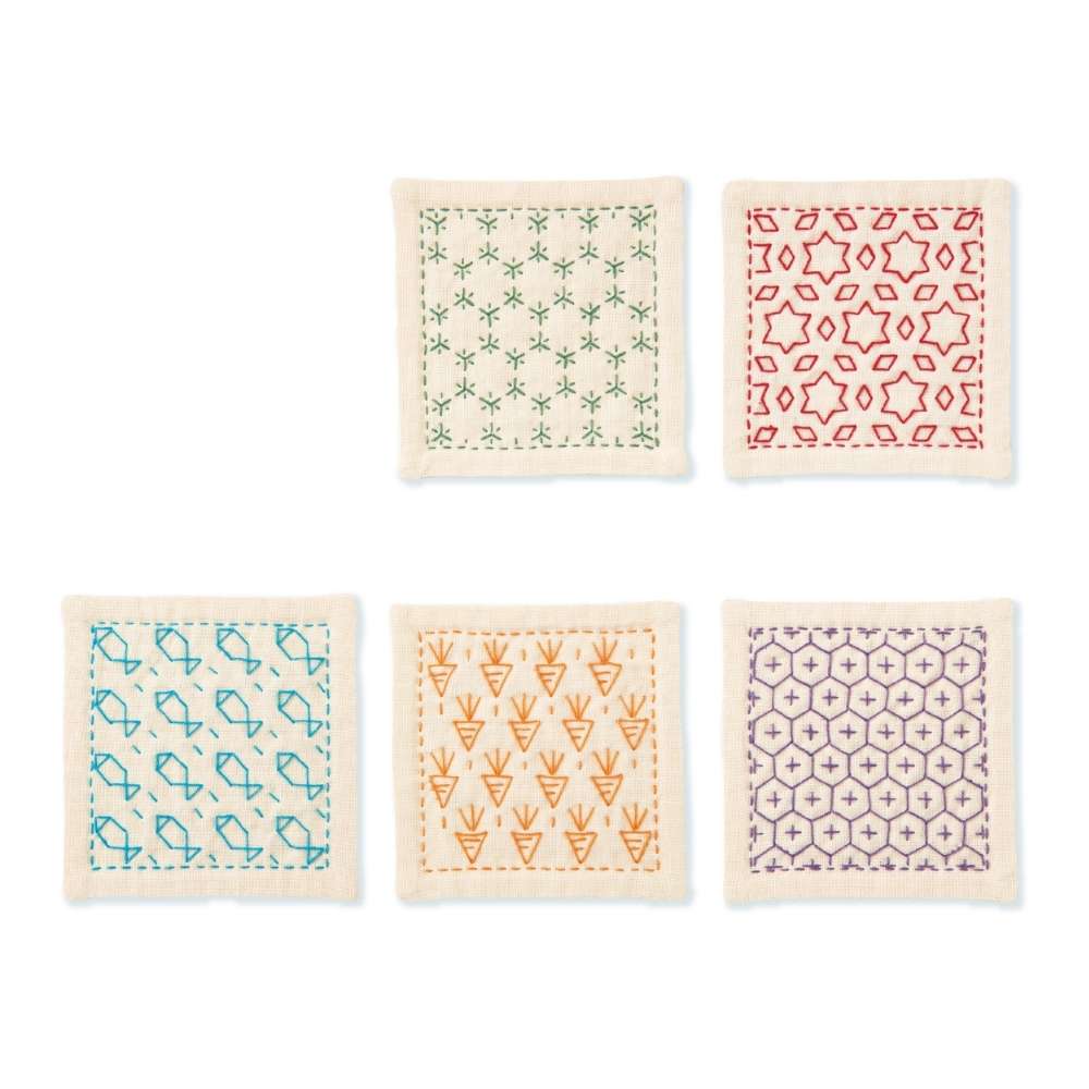 diy sashiko embroidered coasters
