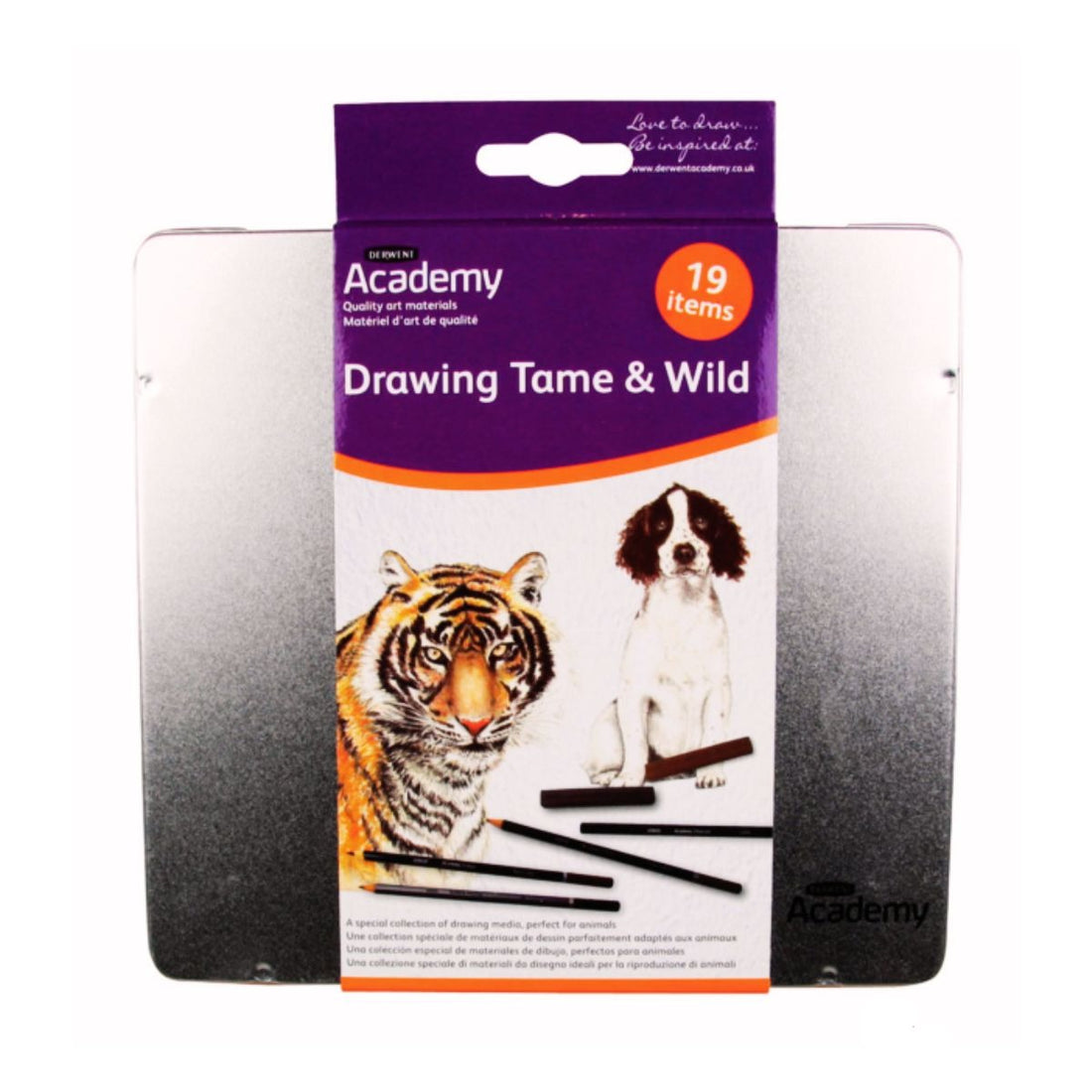 Derwent Academy Sketch &amp; Draw Collection Tin, Tame &amp; Wild
