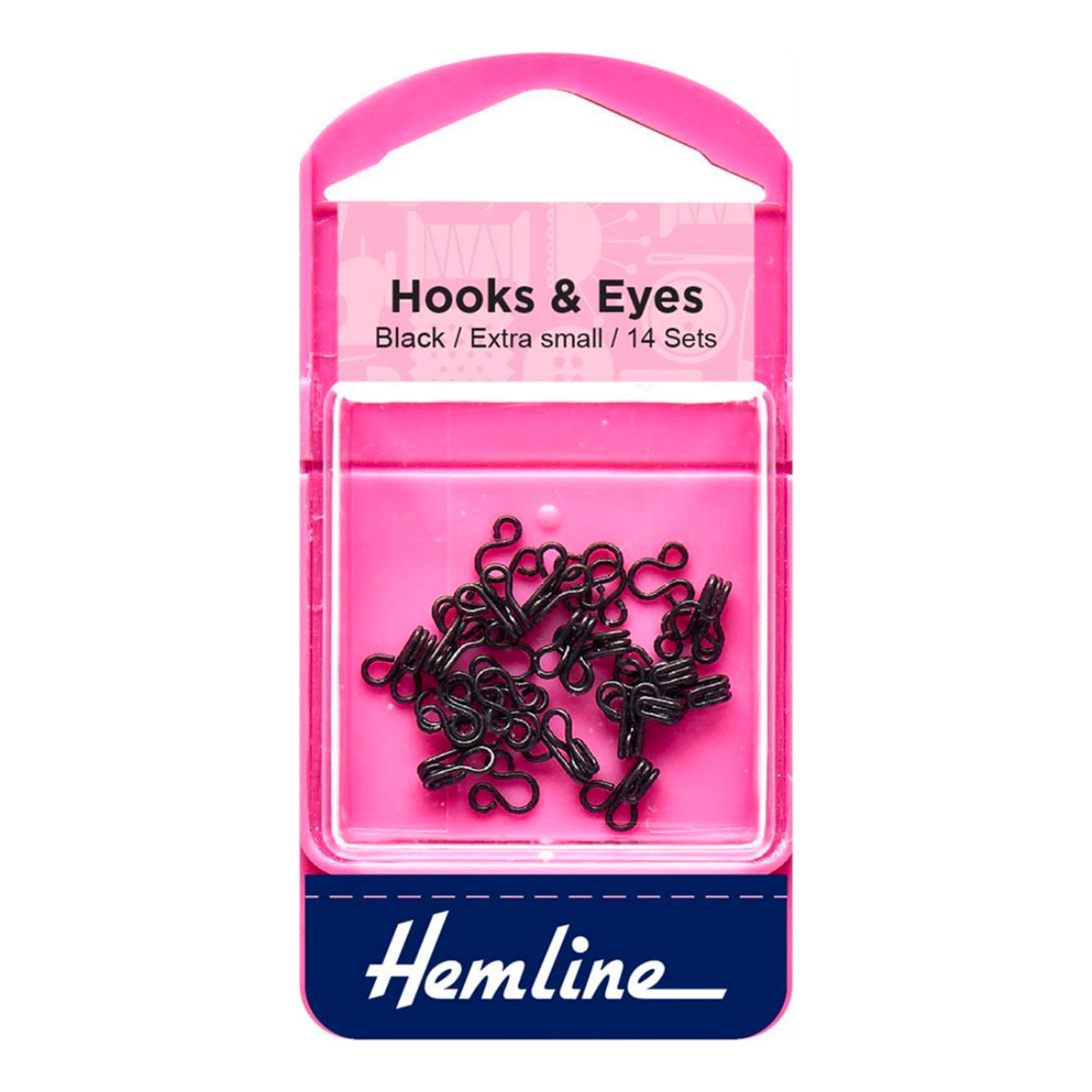 Hemline Large Black Hook And Eye Fastener Set