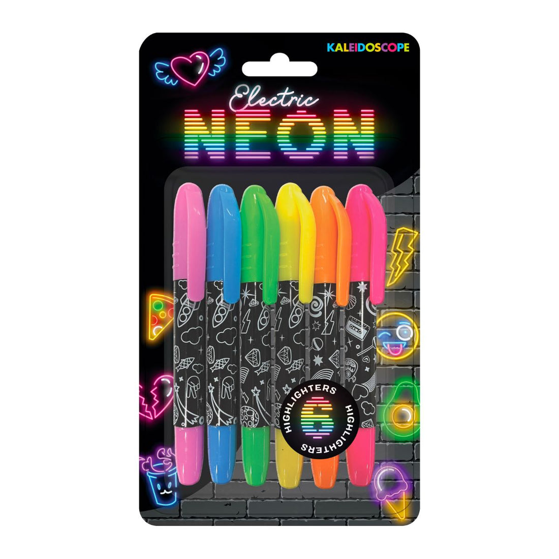 Kaleidoscope Electric Neon Markers - Pack Of 6