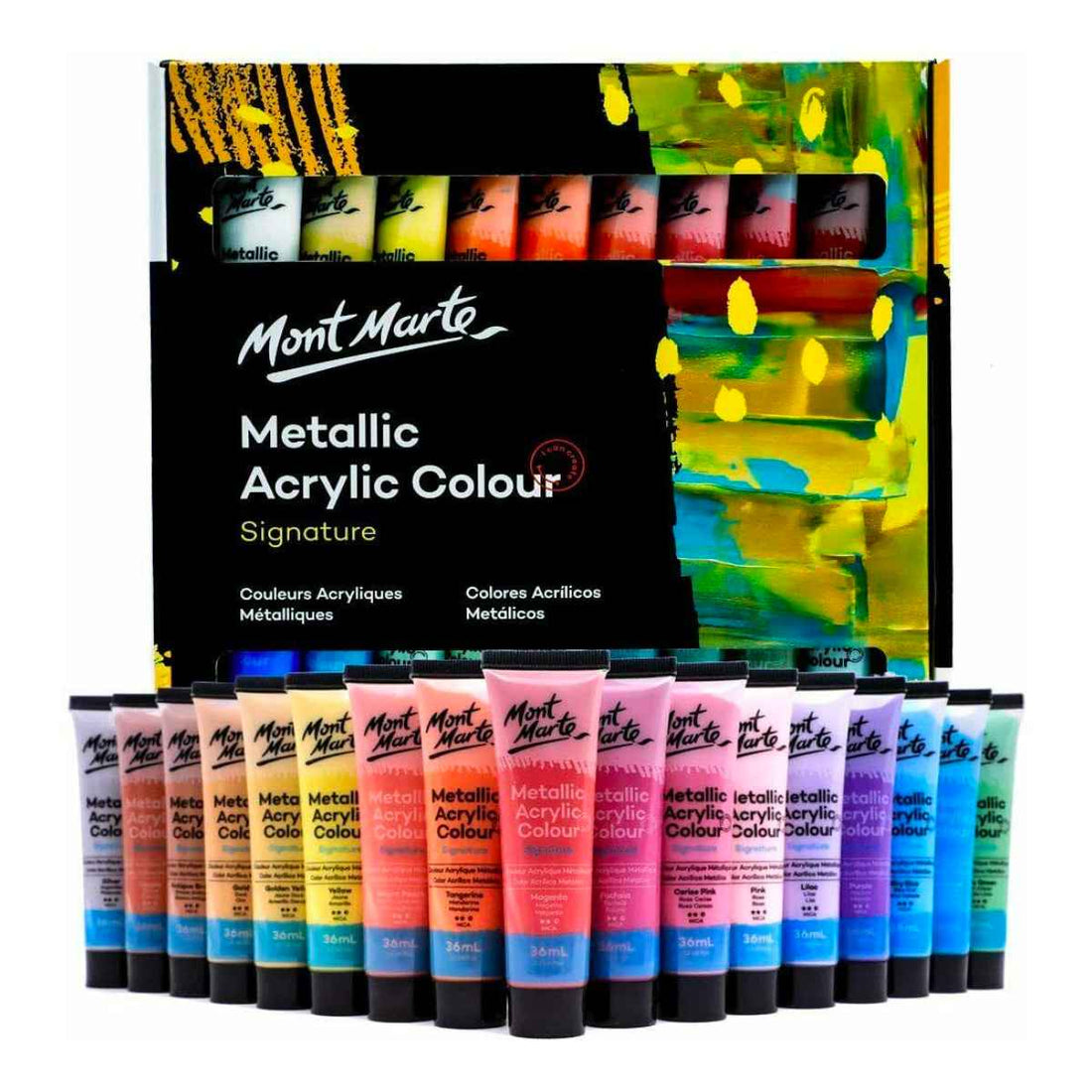 Mont Marte Metallic Acrylic Color Paint Set 36pc