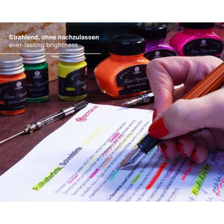 Fountain Pen Ink Set, Fluorescent Neon , 6 x 10ml – Homes N Living