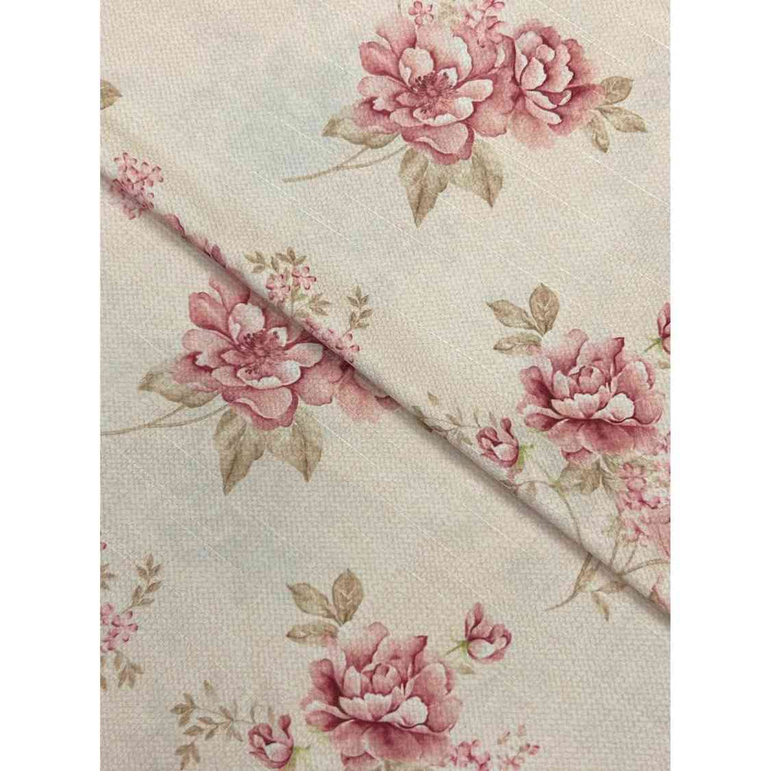 Printed Raw Silk Fabric Plum & Cream