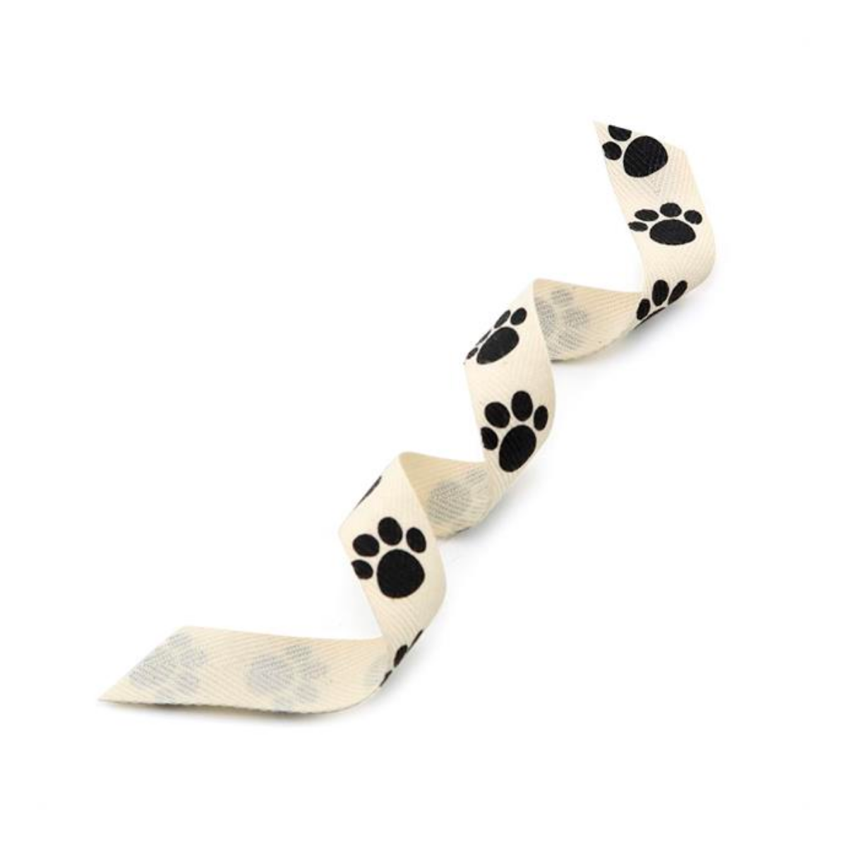 Natural Printed Cotton Ribbon Paw Prints