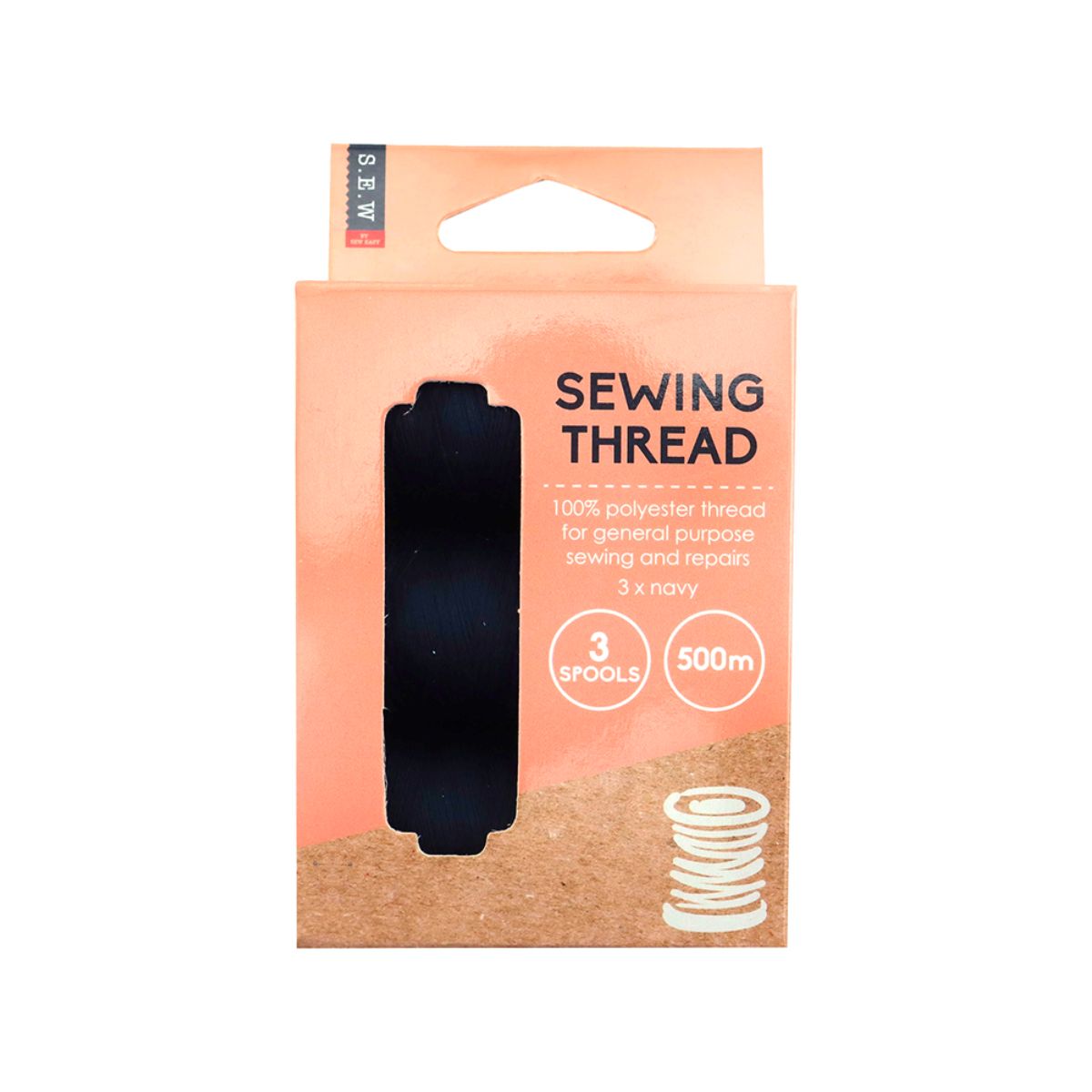 sewing thread pack 500m x3 Navy blue