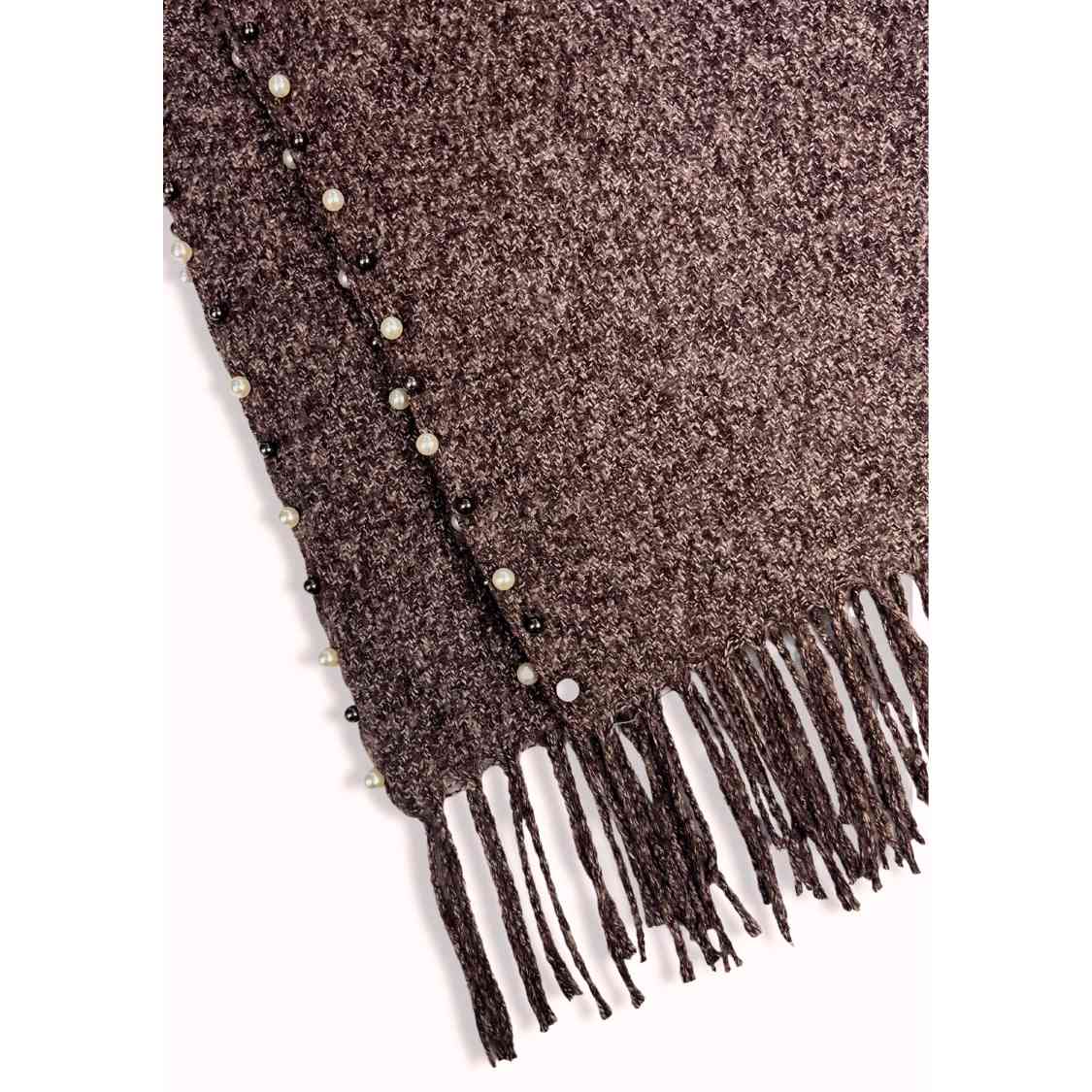 Turkish Beaded Wool Stole, Brown