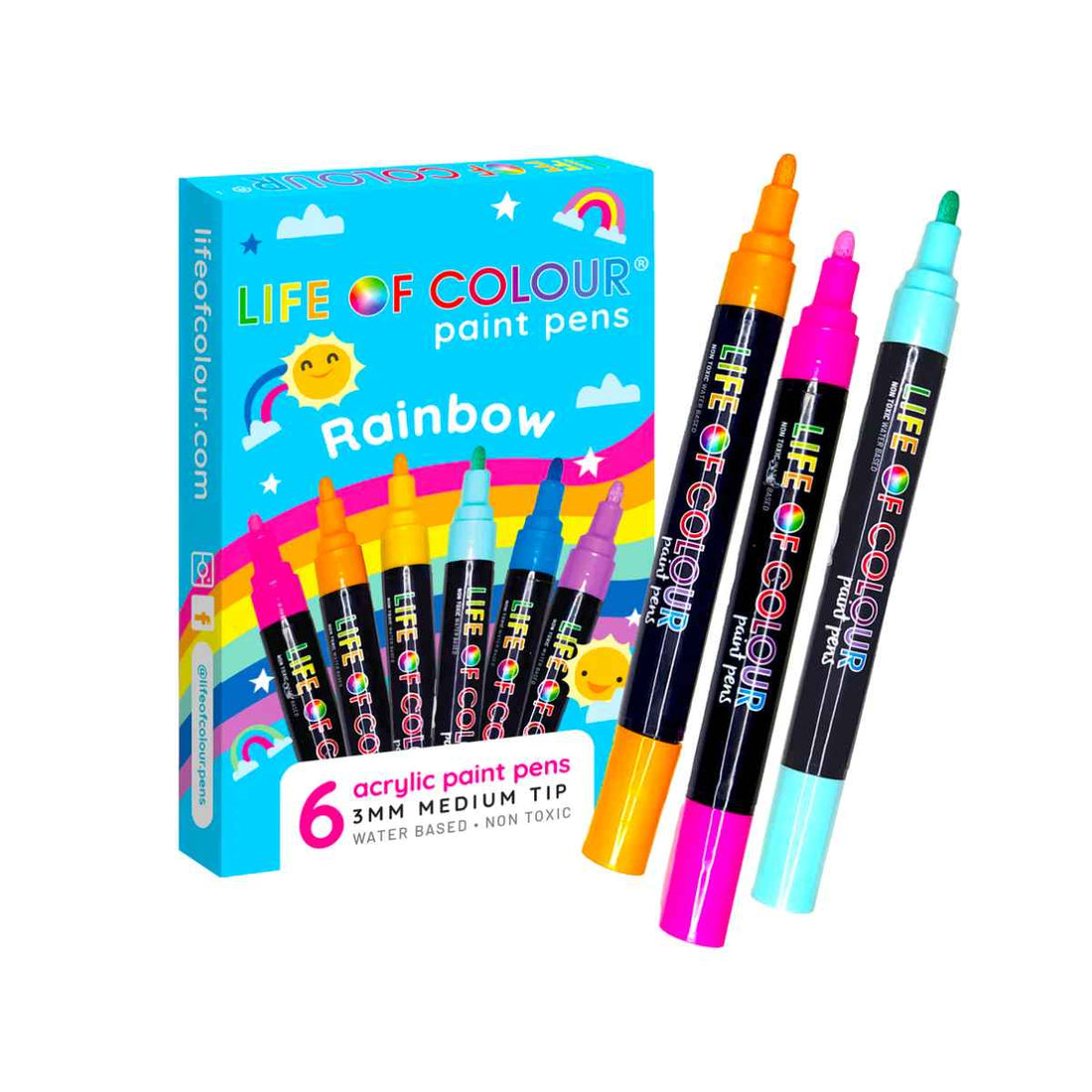 rainbow colours acrylic paint pens