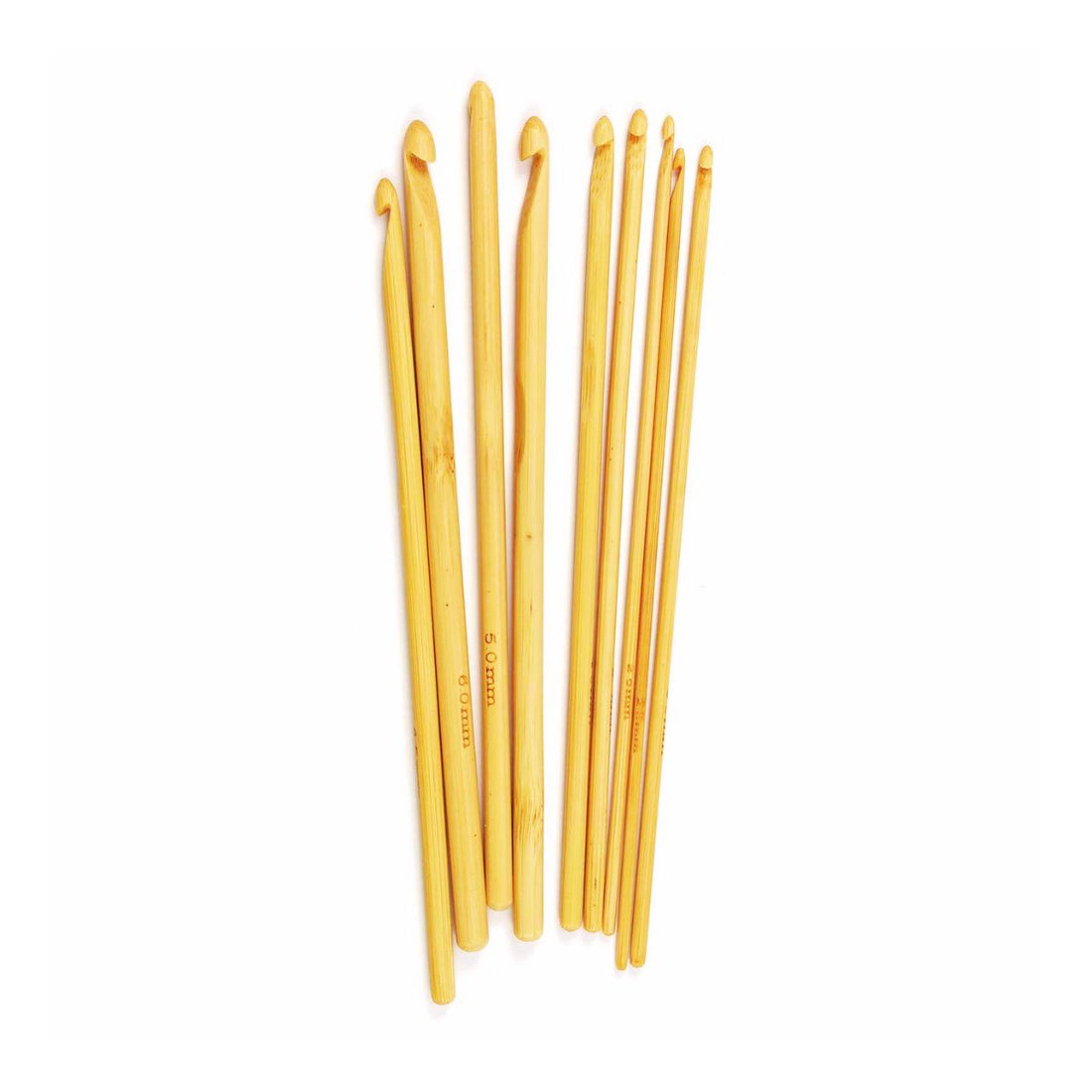 Bamboo Wooden Crochet Hook With Round Handle - Assorted Sizes