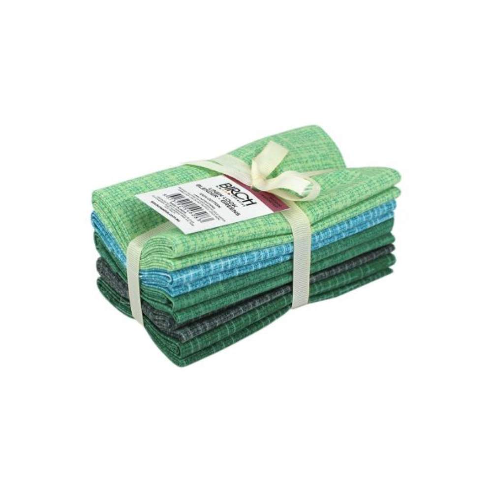 birch linen fabric fat quarter in shades of green.