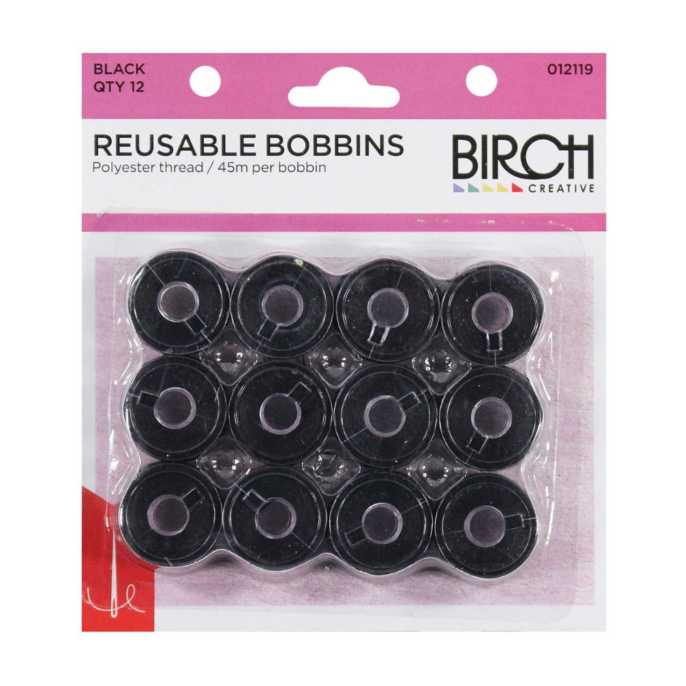 black pre-wound bobbins