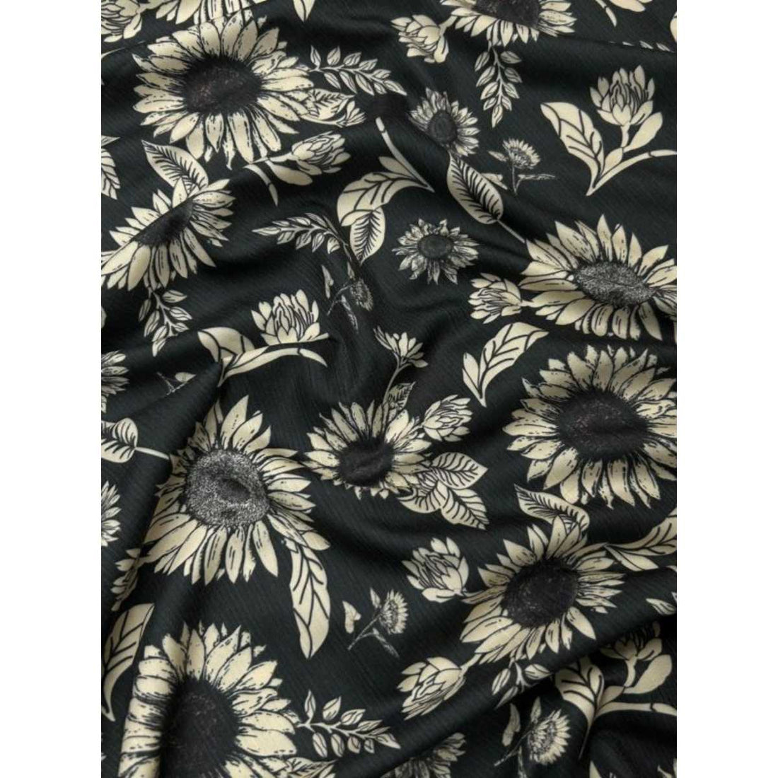 black and white floral raw silk fabric