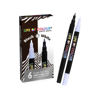 Black and White 3mm Medium Tip Acrylic Paint Pens