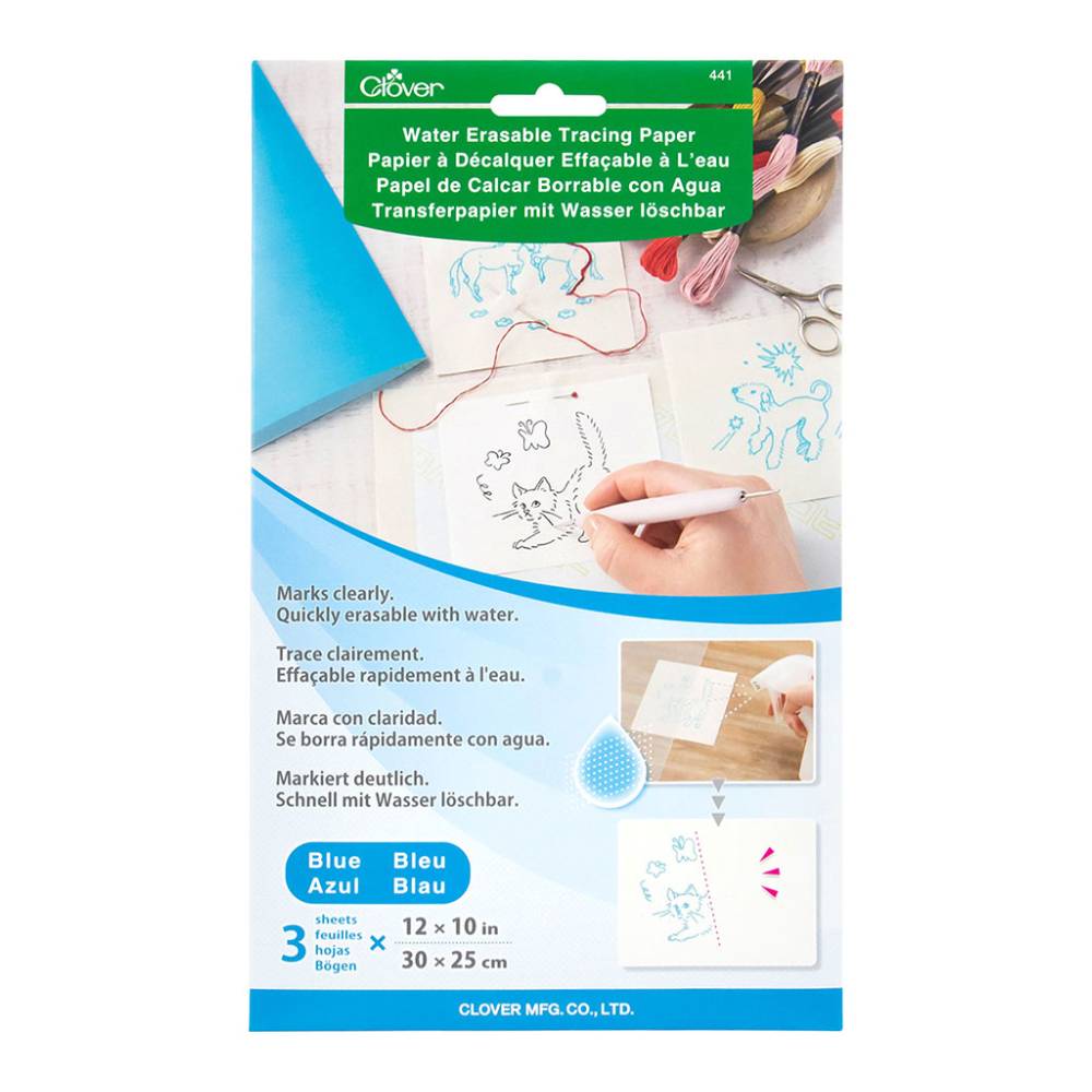 clover water erasable tracing paper blue