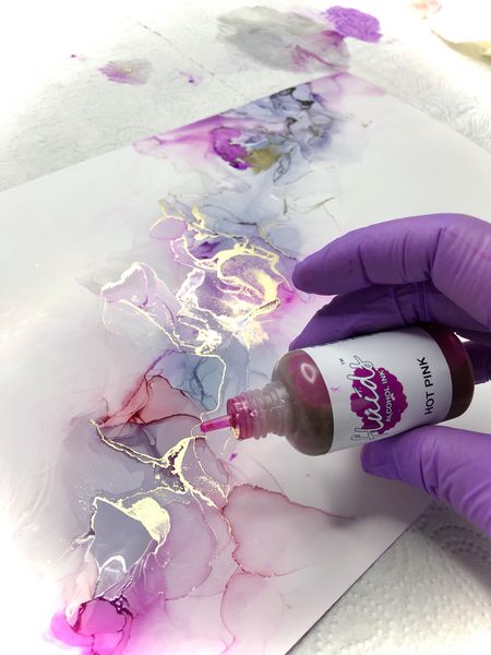 Premium highly pigmented alcohol Inks for fluid art available in metallic and transparent finish