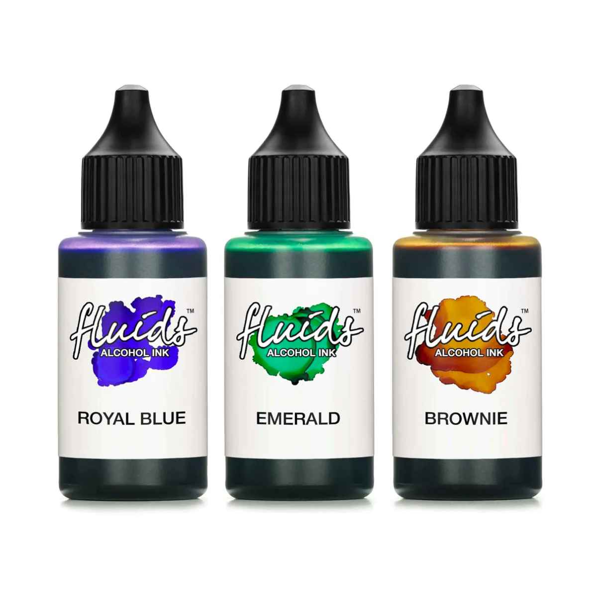 Luids Static Set Fluids Alcohol Ink Set, ROYAL BLUE, EMERALD Green, BROWN – Homes N Living