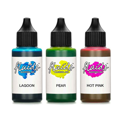 Fluids Alcohol Ink Set - LAGOON, PEAR, HOT PINK