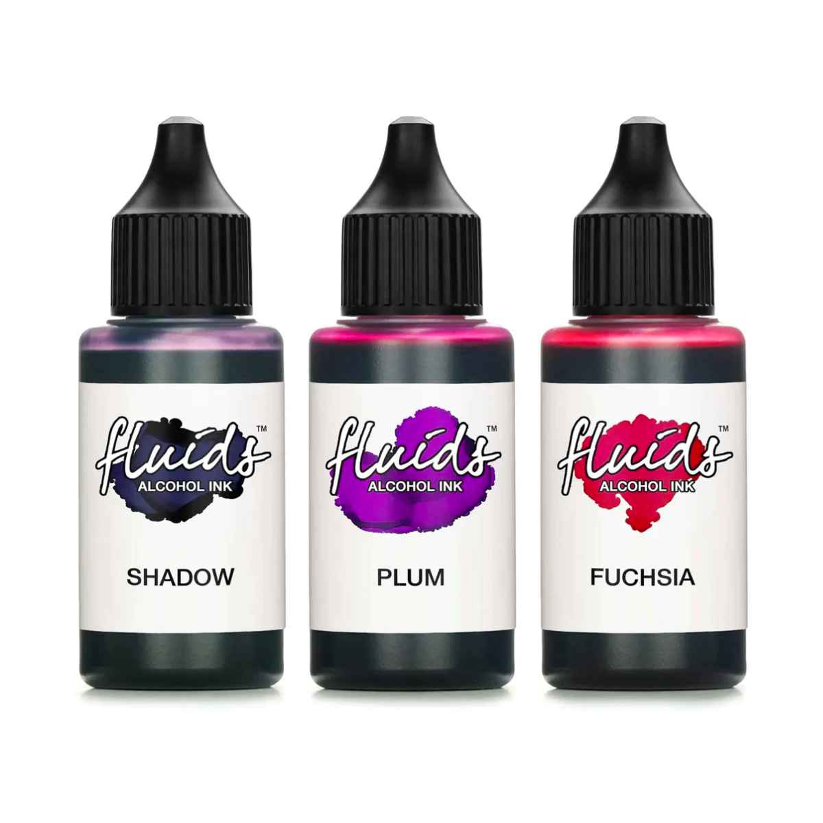 Fluids Alcohol Ink Set 3x 30ml - SHADOW, PLUM, FUCHSIA