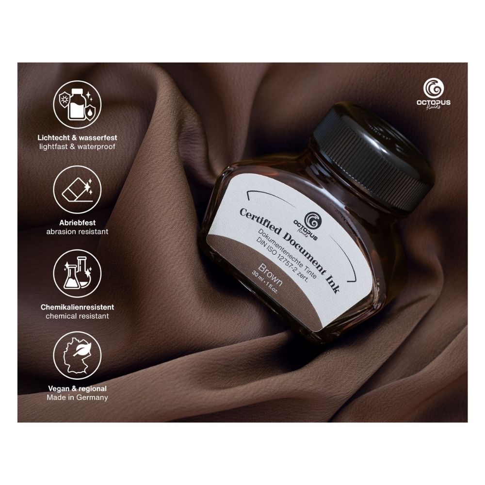 Octopus Fluids Fountain Pen Document Ink, Brown, 30ml