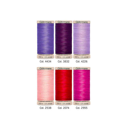 Gutermann Hand Quilting Thread Set, Red / Purple