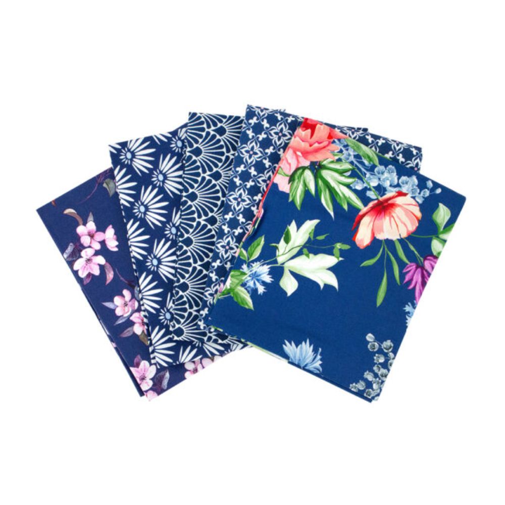 fabric bundle cotton blue blooms