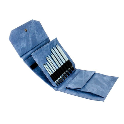 blue coloured interchangeable circular knitting needle set 