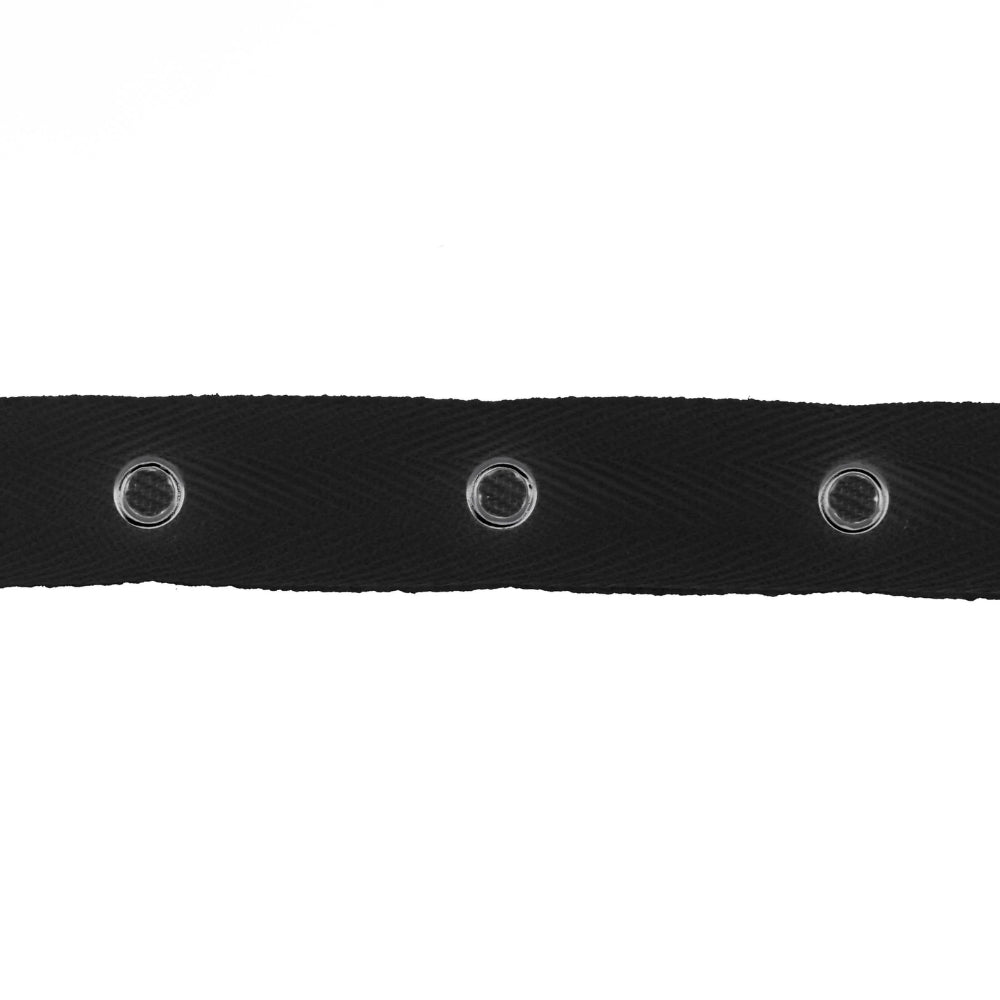 Metal snap tape black 10m