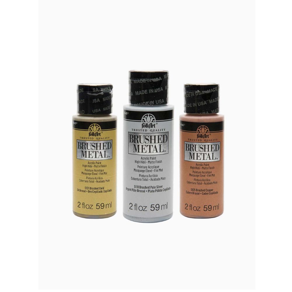 FolkArt Brushed Metal Acrylic Paint, Assorted Colours