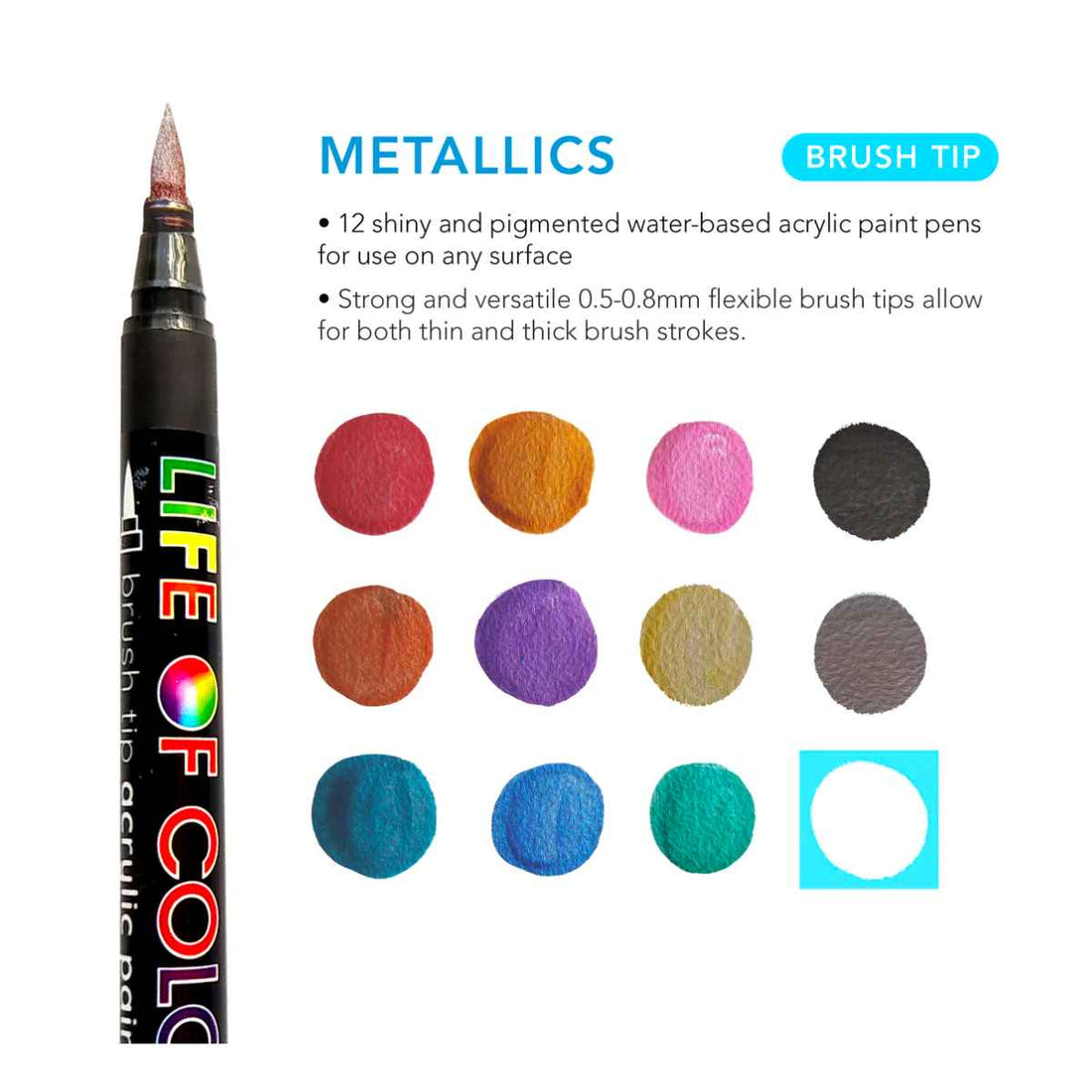metallic brush tip acrylic paint pens
