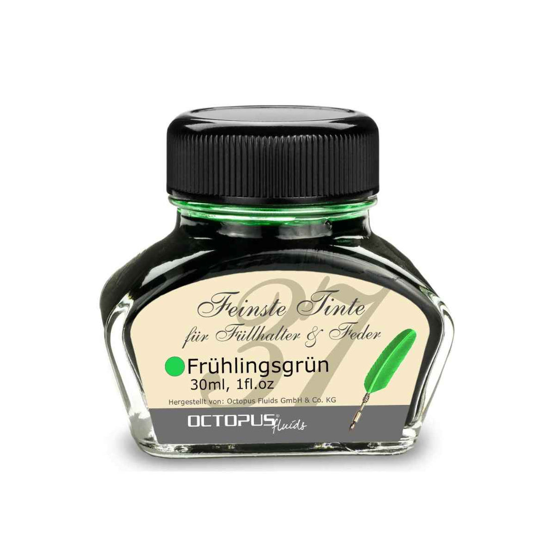 fountain pen ink, calligraphy  ink bottle light green