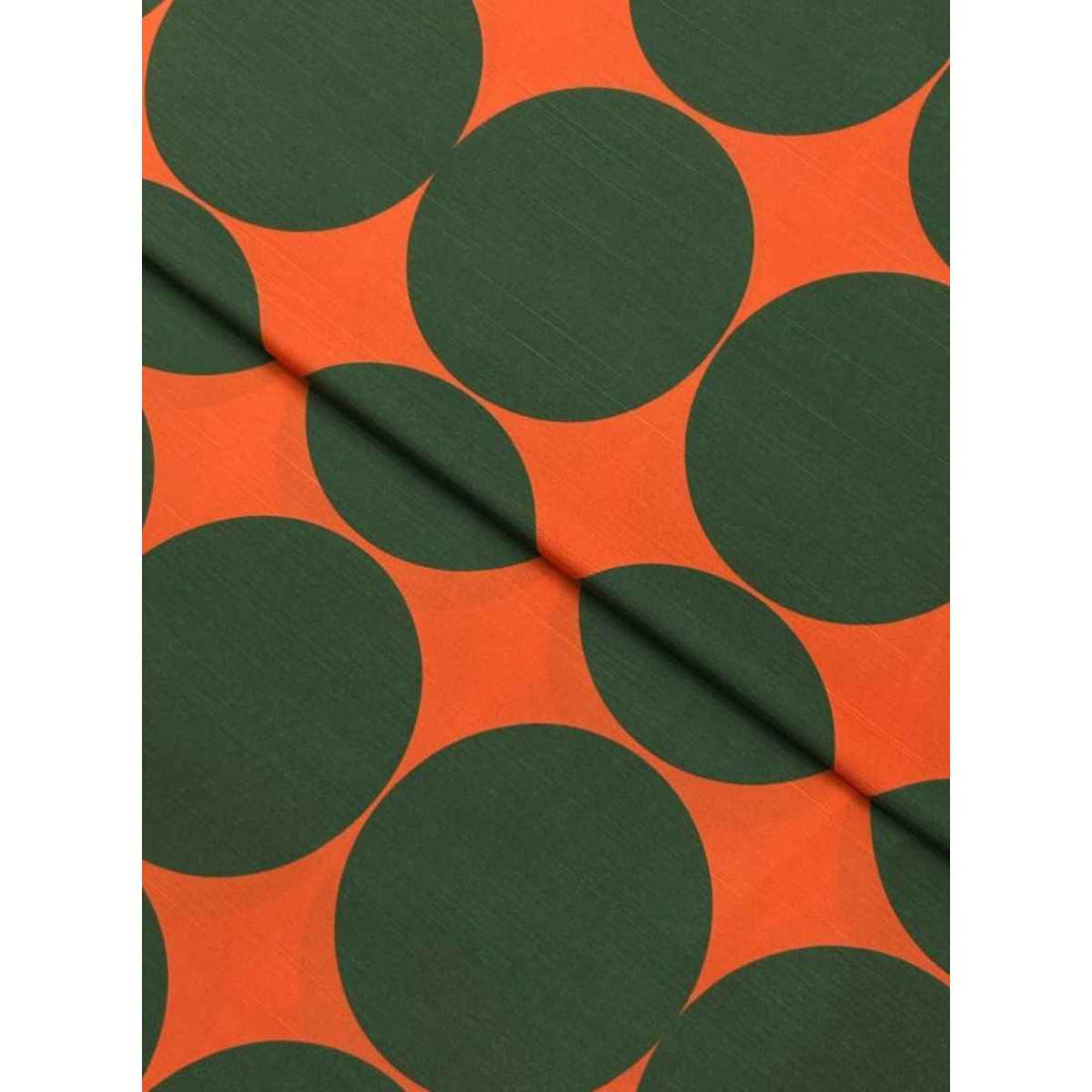 polka dot print orange and green silk fabric