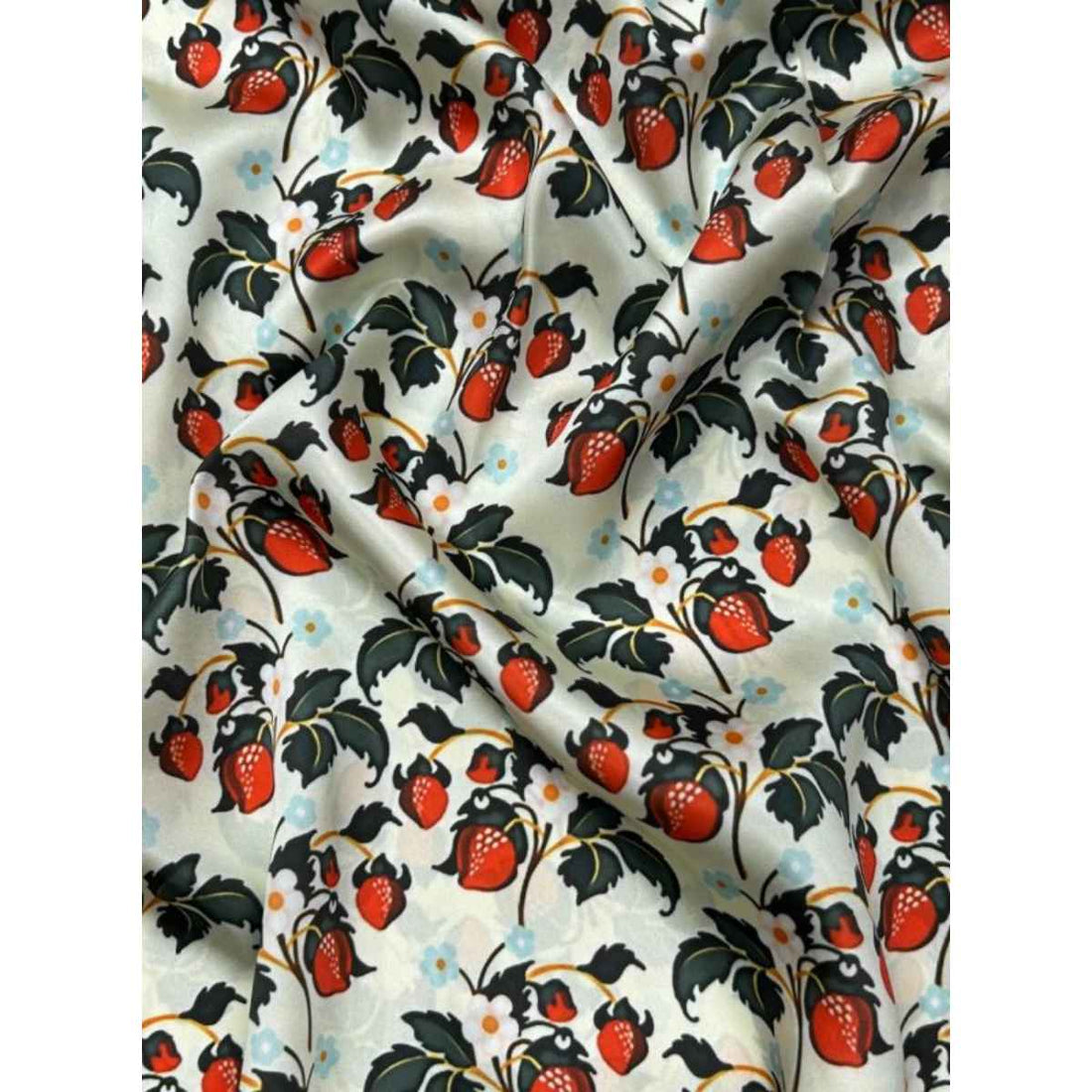 orange, cream and black shamoz silk fabric 