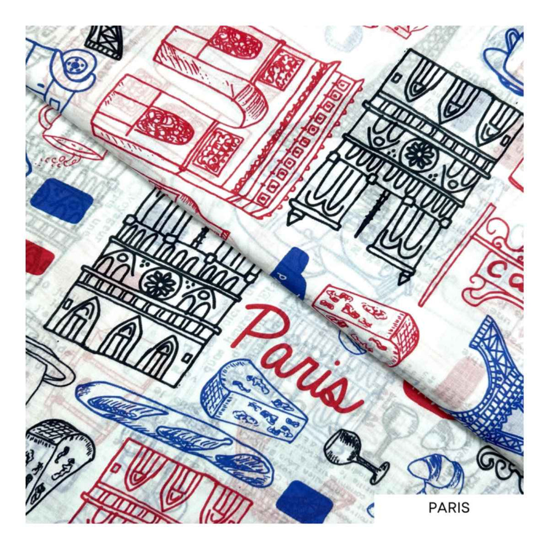 Paris themed eiffel tower world culture printed fabric