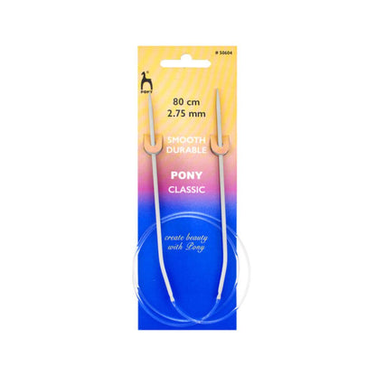 Pony Aluminium Circular Knitting Needles, 80cm Length