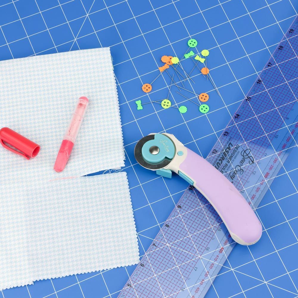 blue cutting mat for sewing