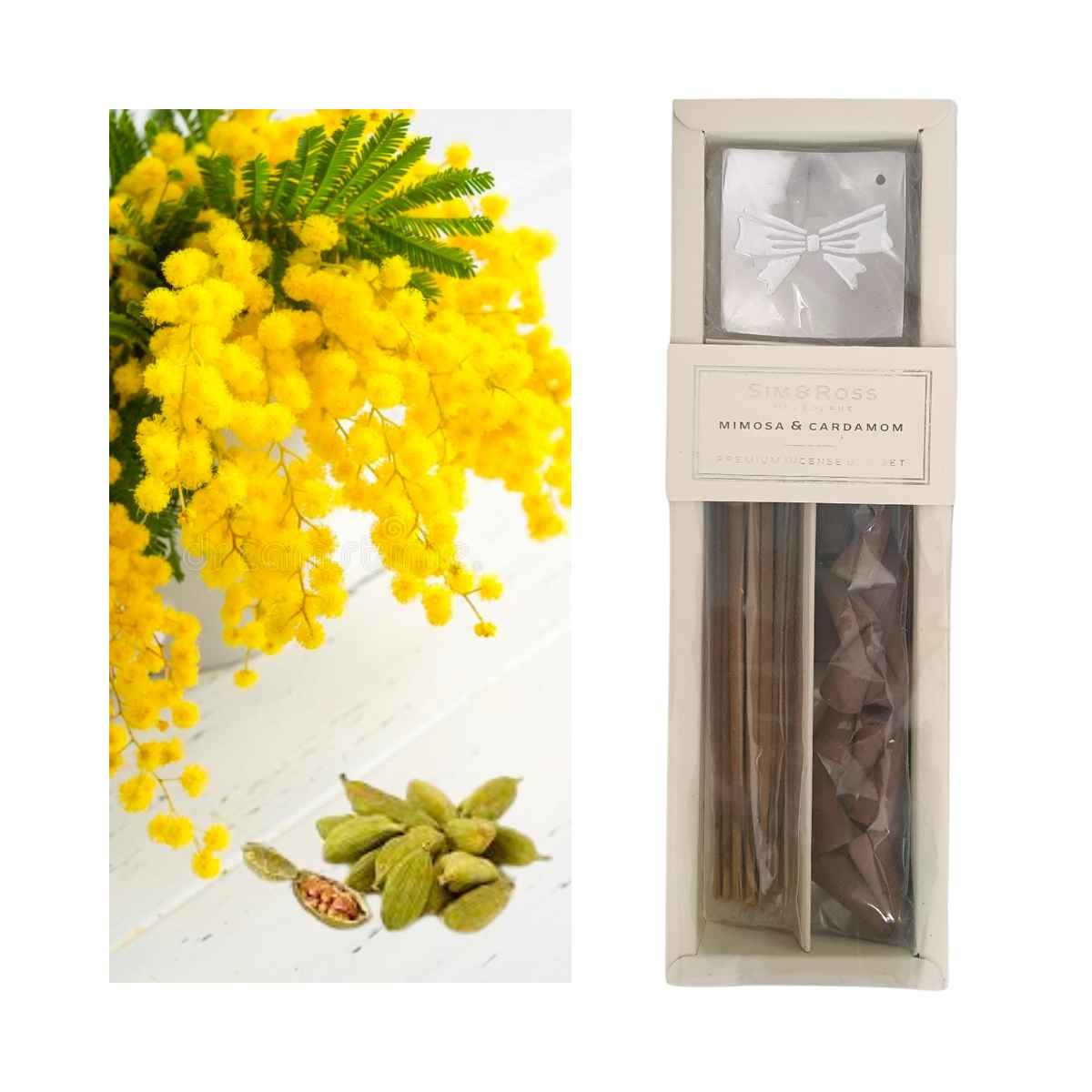 mimosa and cardamom incense set