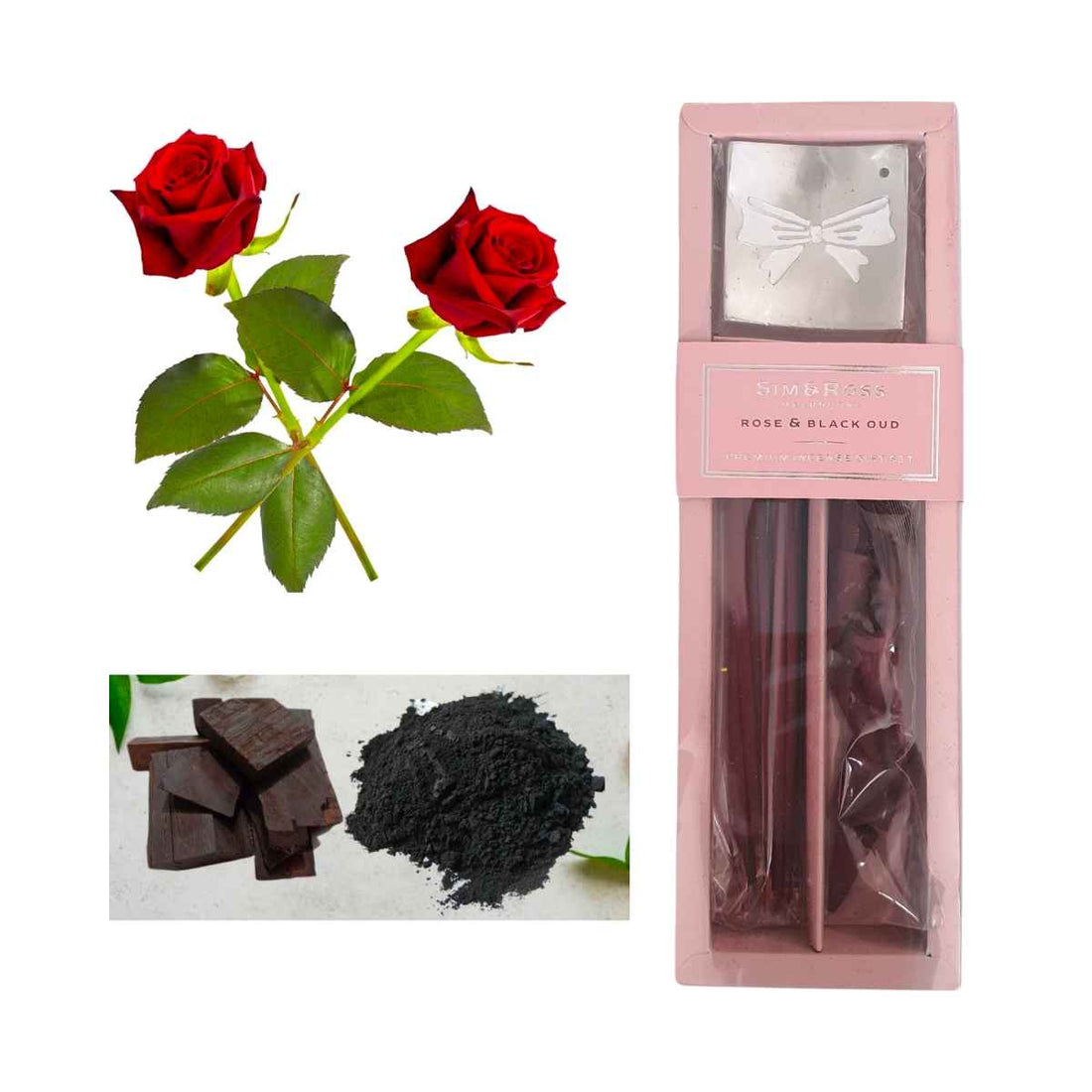 rose and black oud incense set