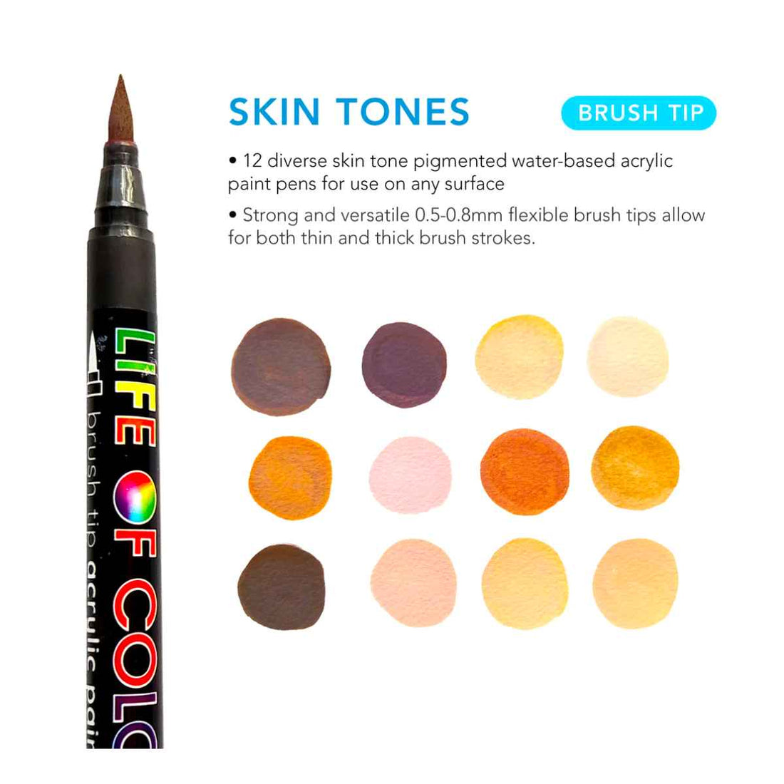 Skin Tone Brush Tip Acrylic Paint Pens