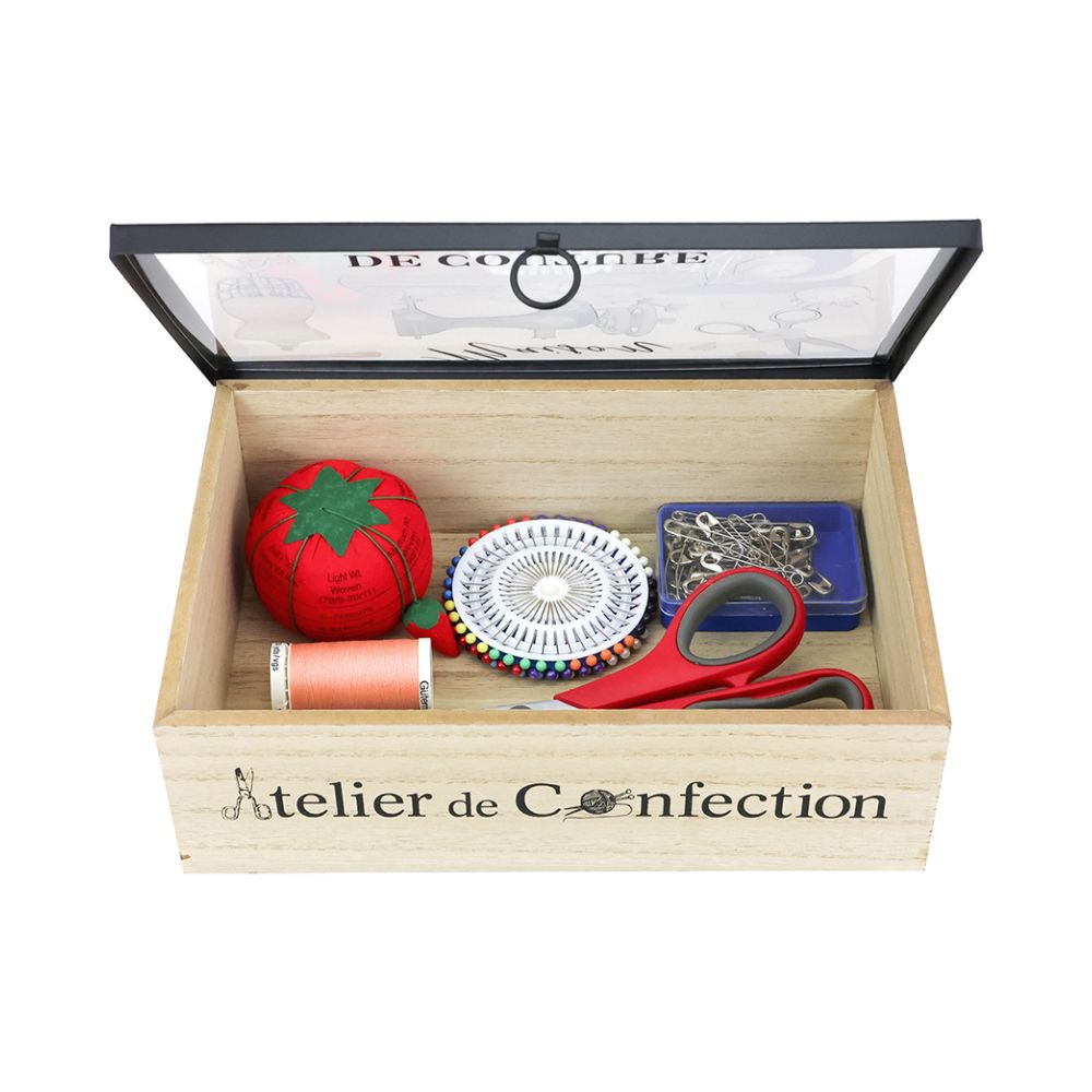 wooden sewing box