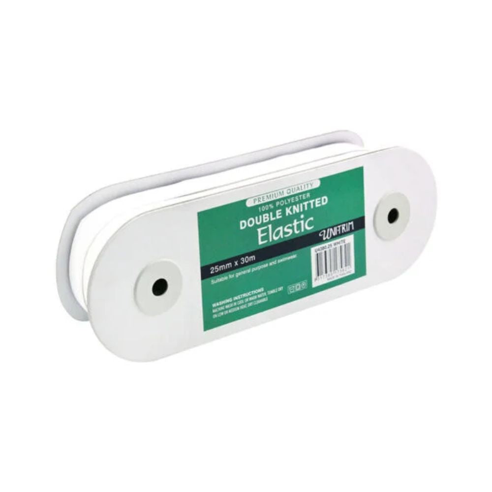 double knitted uni trim elastic white