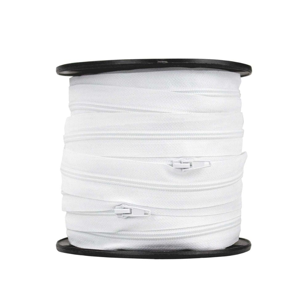 white continuous slider zipper chain