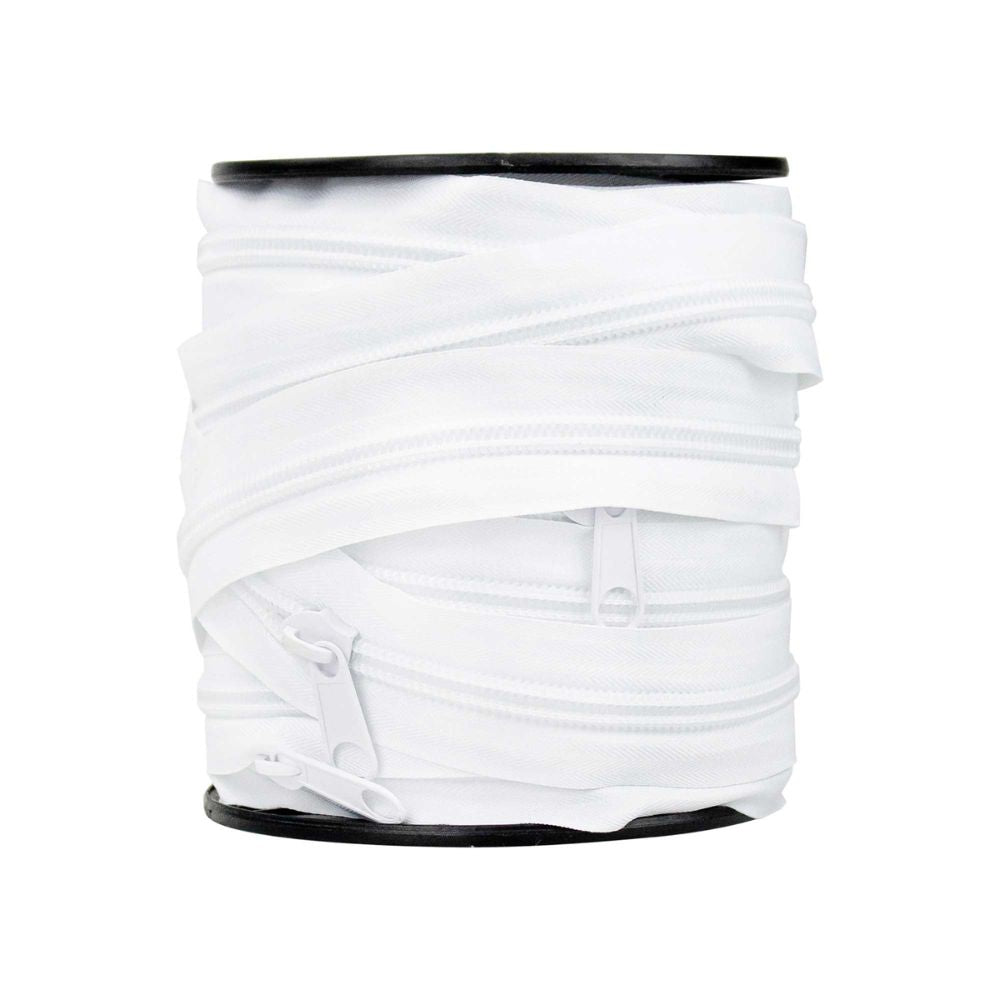 white continuous slider zip chain 30m