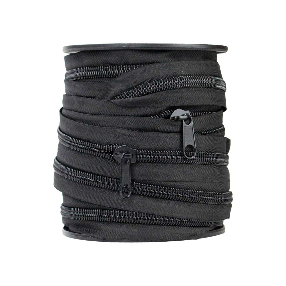 black continuous slider zip chain 30m