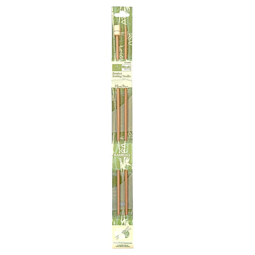 Birch Single Point Bamboo Knitting Needles 25cm