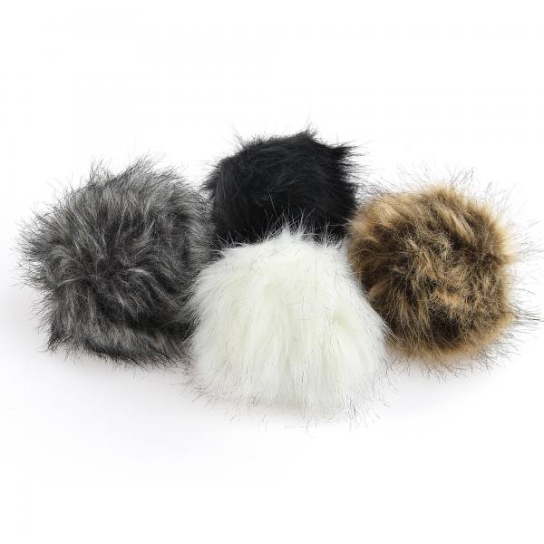 Pack of 3 fluffy pom poms in 3 different colours