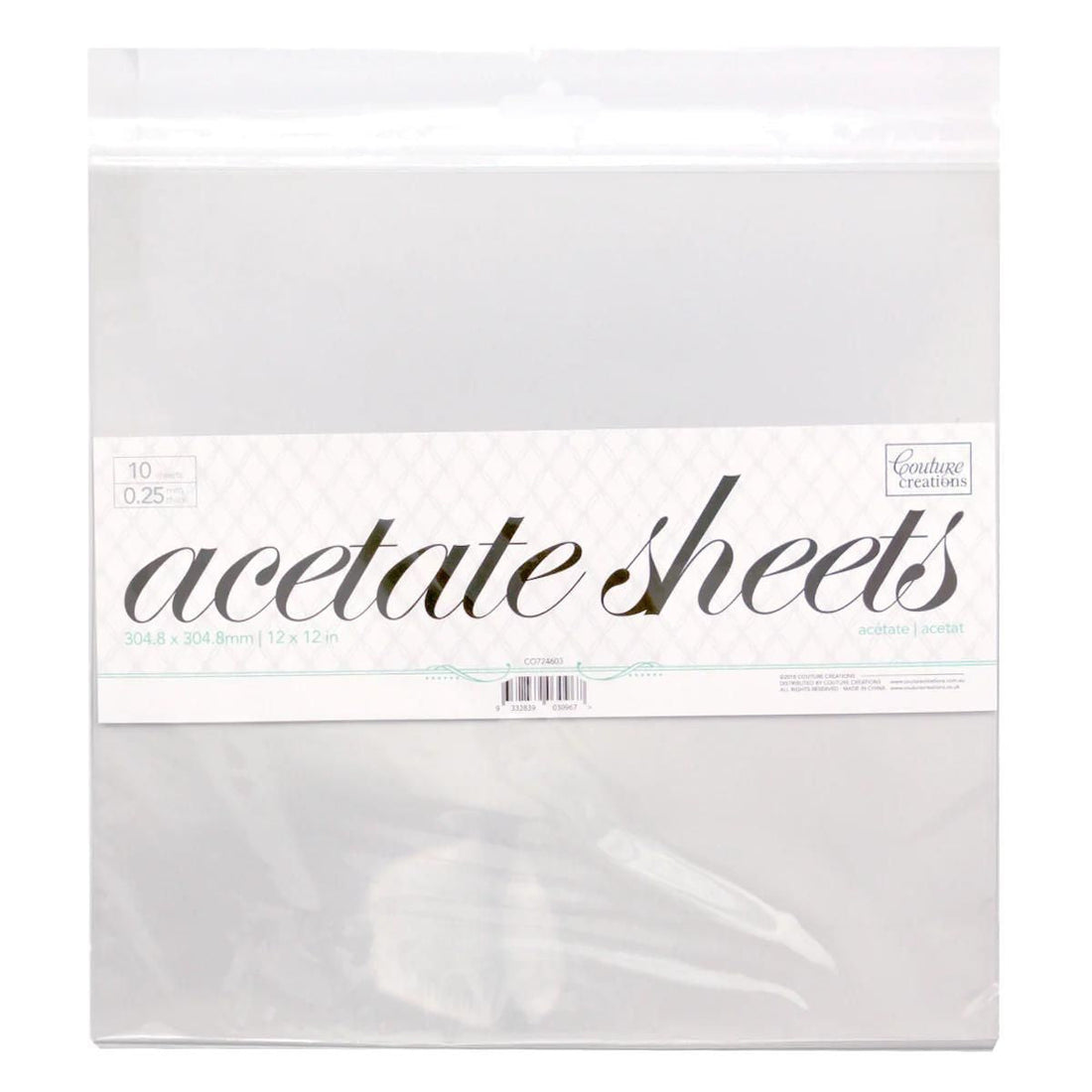 Clear Acetate Sheets 12 x 12 - Pack of 10