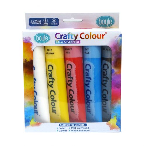 Crafty Colour Acrylics Paint 75ml [5 Pack]