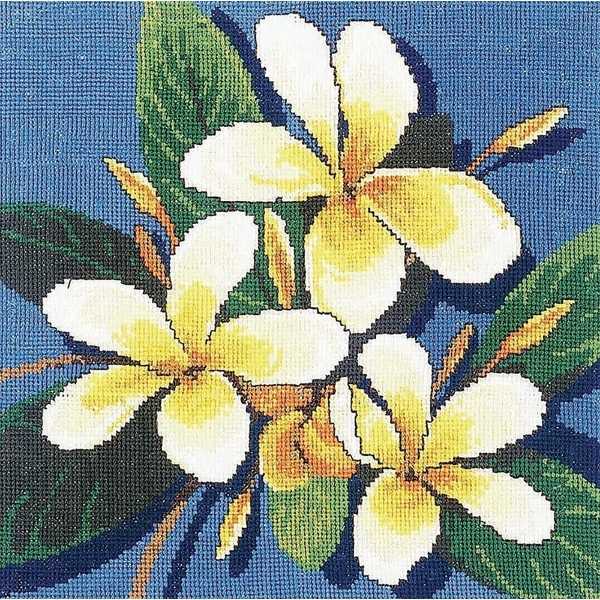 frangipanis cross stitch embroidery kit