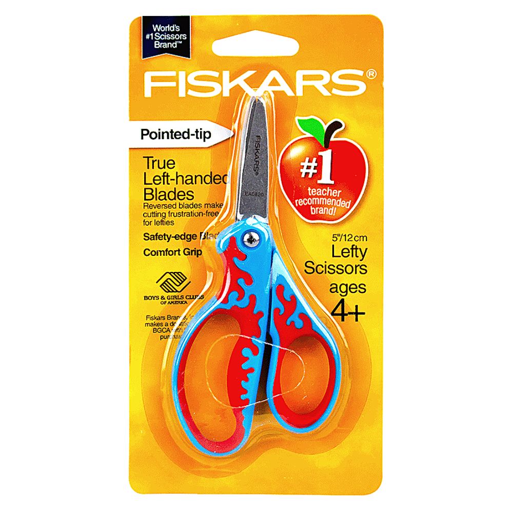 Fiskars Soft Grip Left Handed Kids Scissors - Pointed Tip