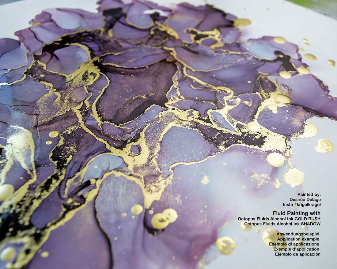 fluids alcohol ink art work made with gold rush shadow for fluid art and resin