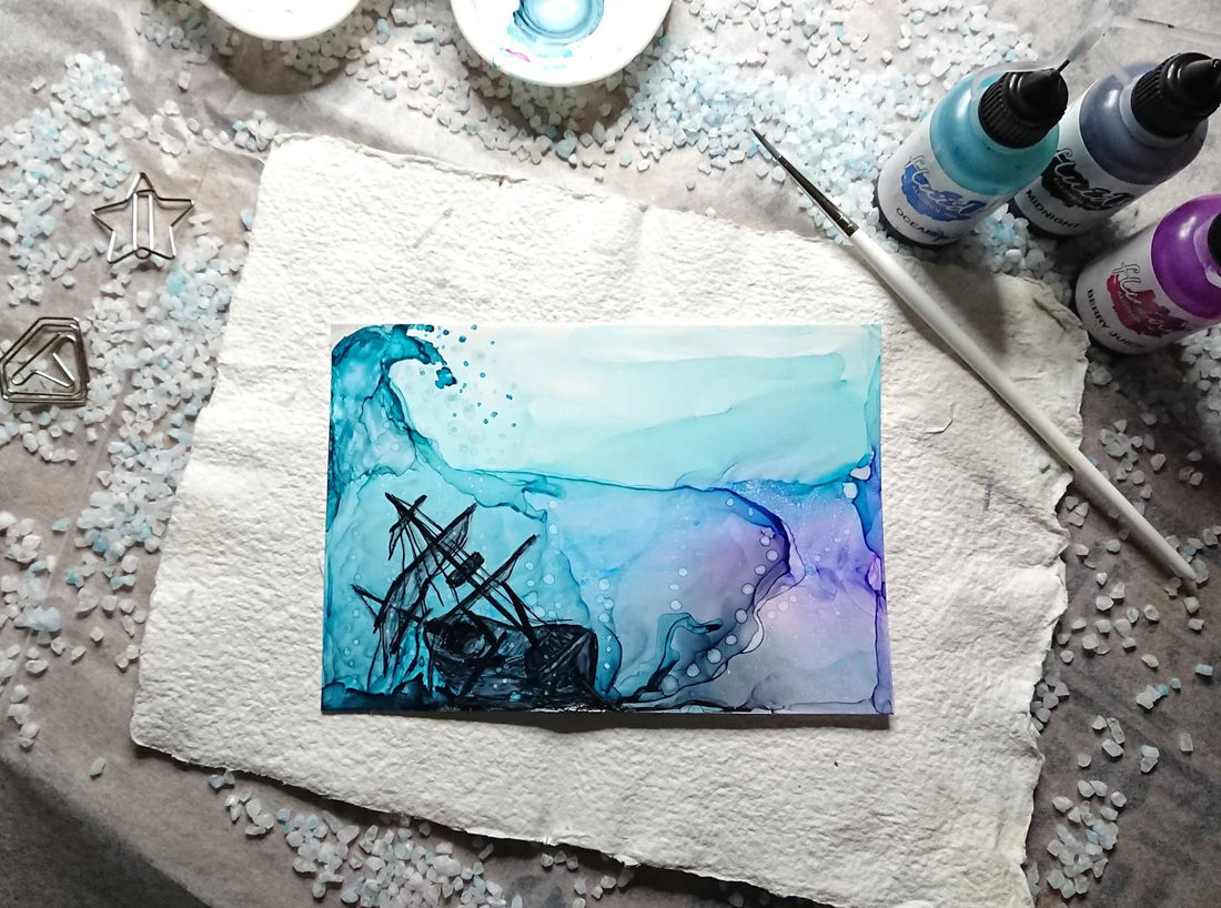 fluids alcohol ink art work made with ocean midnight berry juice for fluid art and resin